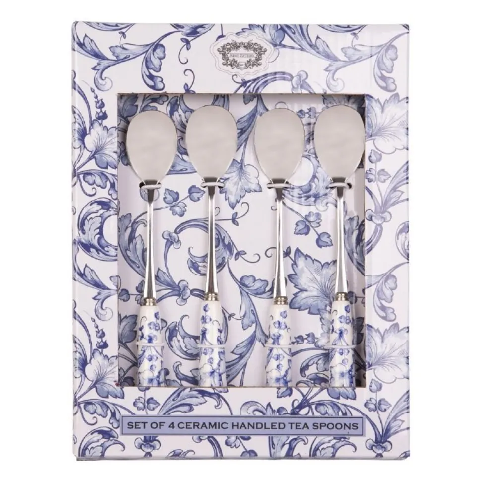 Blue and White Scroll Pattern Tea Spoons – Set of 4