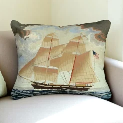 Brig Georgiana Ship Wool Pillow By Michaelian Home