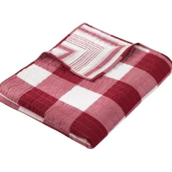 Camden Reversible Red Stripe Throw - Red Check Throw