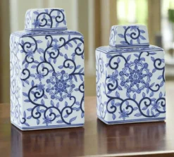 Chinoiserie Lidded Jar - Blue and White Jar