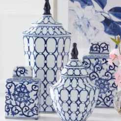 Chinoiserie Lidded Jar - Blue and White Jar