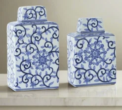 Chinoiserie Lidded Jar - Blue and White Jar