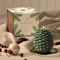 Frasier Fir Pinecone-Shaped Candle with Tray