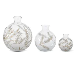 Glass Floral Etched Vase - Assorted Sizes