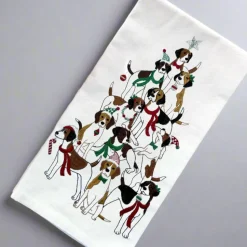 Holiday Foxhound Flour Sack Towel
