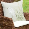 Left-Facing White Egret Embroidered Indoor Outdoor Pillow