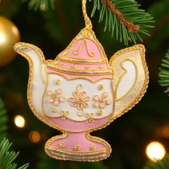 Pink & White Teapot Ornament St. Nicolas