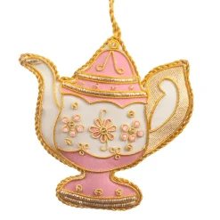 Pink & White Teapot Ornament St. Nicolas
