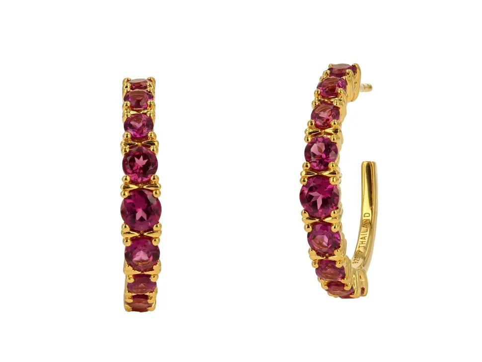 Rhodalite Garnet Hoop Earrings