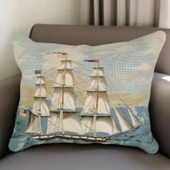 Ship at Full Mast Wool Pillow By Michaelian Home