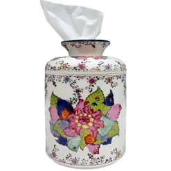 Tobacco Leaf Porcelain Tissue Box Cover Jar