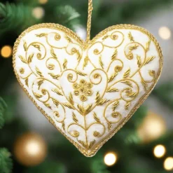 White & Gold Heart Ornament St. Nicolas