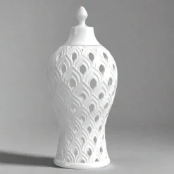 White Pierced Ceramic Ginger Jar