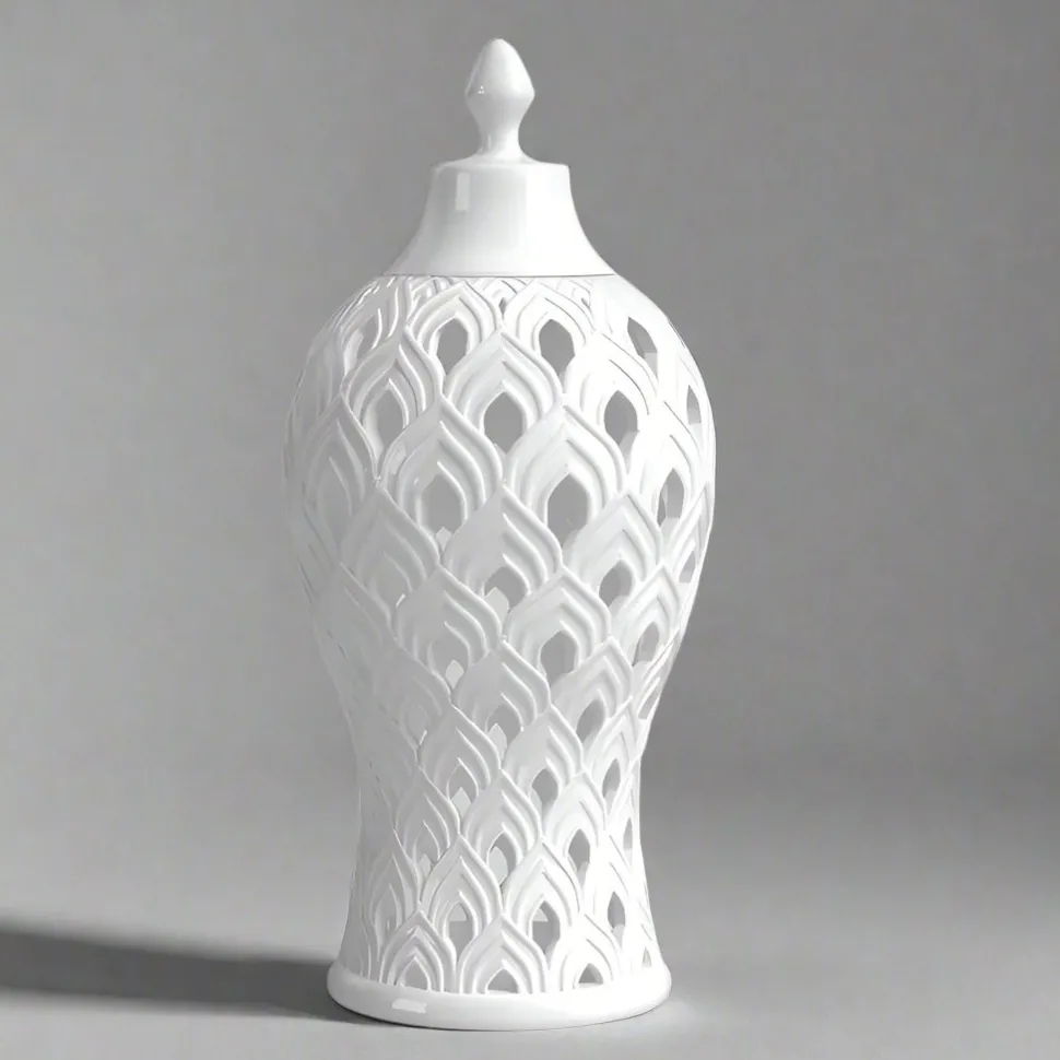 White Pierced Ceramic Ginger Jar